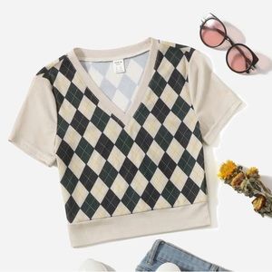 Plaid V neck Crop top